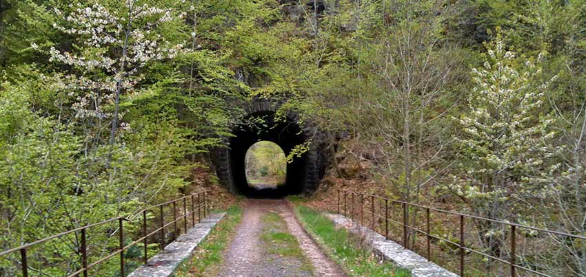 pass a tunnel when walking in the Cevennes with Sherpa Expeditions