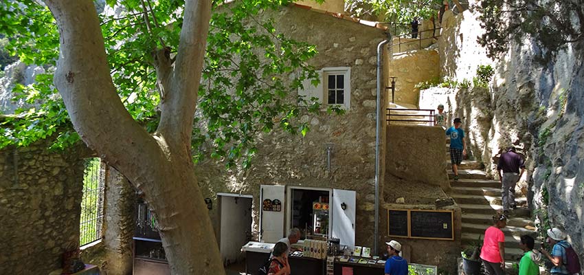 Restaurant in the shadow, walking in France with Sherpa Expeditions
