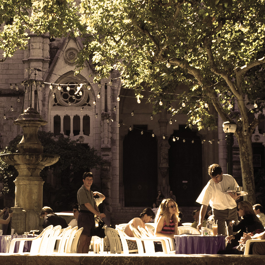 Relax on a shady terrace in Soller when walking in Majorca