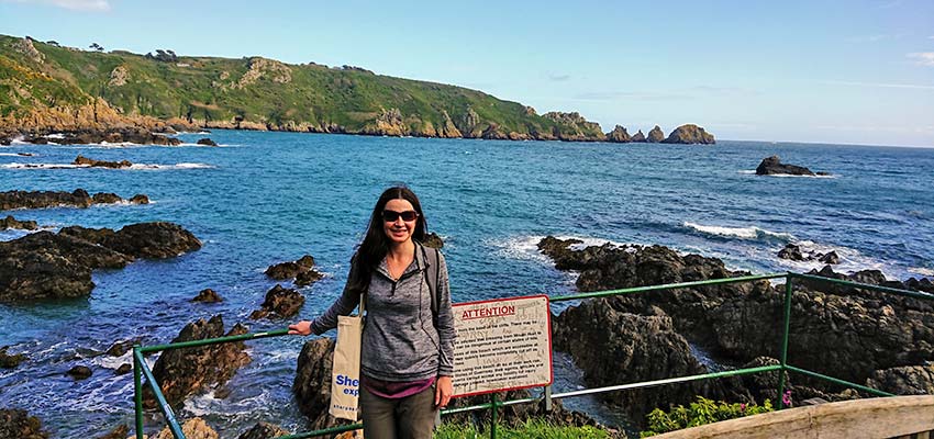 Sherpa's Nathalie walking in Guernsey