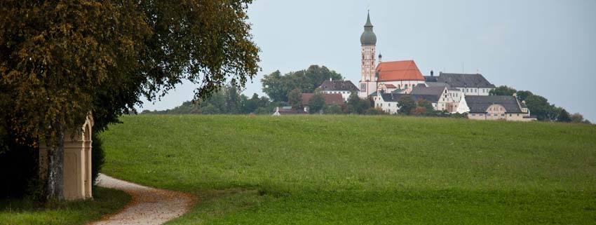 Walking towards the Andechs Monastery