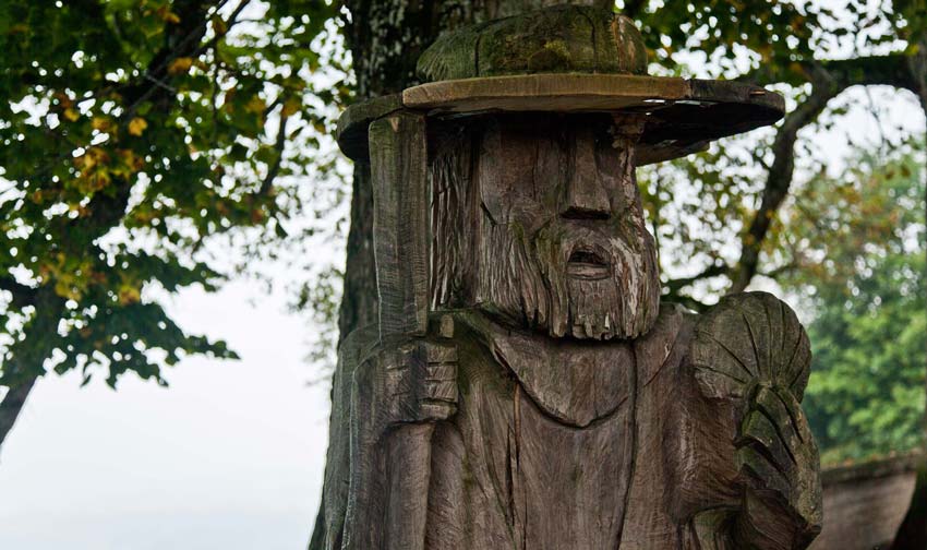Wood carvings on top of Hohenpeissenberg Hill.